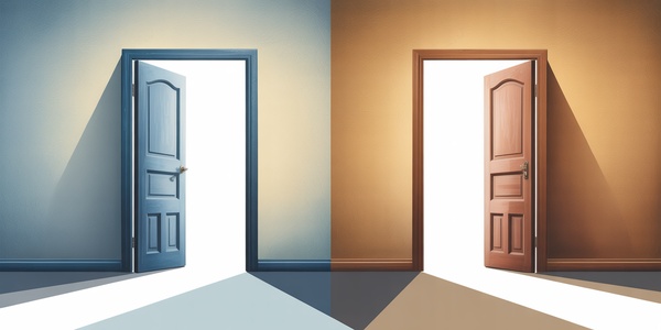 Conceptual image showing contrasting educational pathways