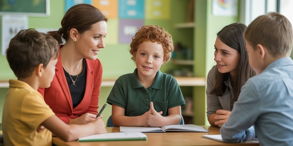 Inclusive learning environment with support workers and students